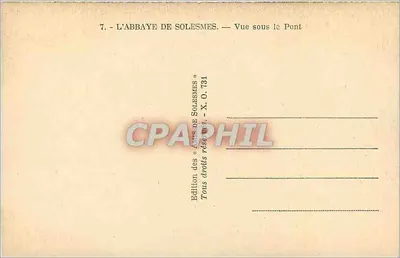 Abbatia w Solesmes — Widok pod mostem — Wydawnictwo «Arts de Solesmes» — Rewers