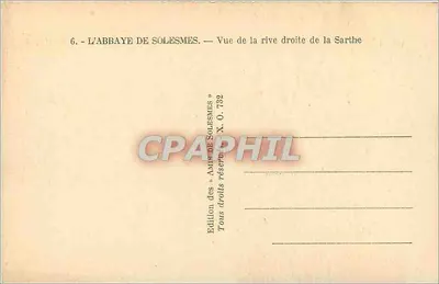 A Abadia de Solesmes — Visão da margem direita da Sarthe — Edição dos « Amis de Solesmes », n° X. O. 732 — Verso