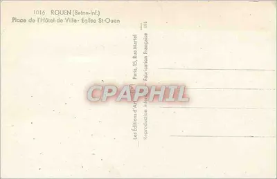 Rouen — Plac Hotele Miasta i Katedra św. Ouen — Les Éditions d'Art Martel — Rewers