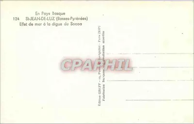 St-Jean-de-Luz — Efekt morza na przystani Socoa — Wydawnictwo Greff — Rewers