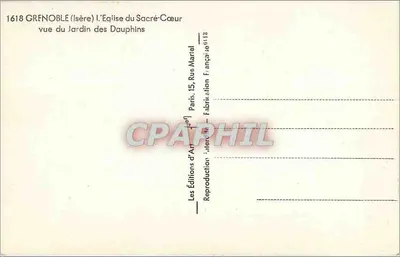 Grenoble (Isère) — De Kerk van het Heilig Hart gezien vanaf het Tuin van de Delfinen — Les Éditions d'Art — Achterkant