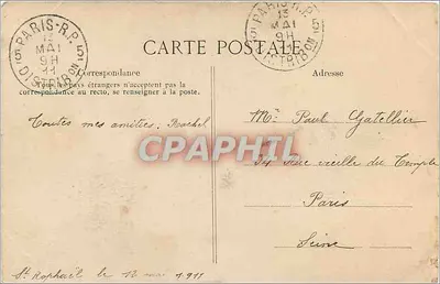 Kust van de Azuurzee - Saint-Raphaël — Het Kiosque en de Boulevard Félix Martin — Uitgever E.P. n°1219 — Achterkant