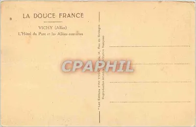 Vichy (Allier) — Hotel Park i kryte aleje — Les Éditions d'Art YVON — Rewers