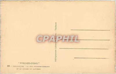 Toulouse - La rue d'Alsace-Lorraine y el paseo del Capitole — Héliogravure Labouche Frères — Reverso