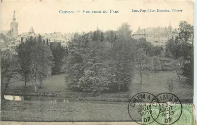 Chimay — Vista do Parque — Imp.-Pap.-Libr. Douniau, Chimay
