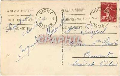 Vichy — Źródło Szpitalne — Stara pocztówka n°36, wydawca C.P. des Arts Photographiques — Rewers
