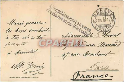 Genebra e o Monte Branco — J.J.1 — Jullien frères, Genebra — Verso