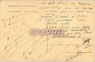 Le Lavandou — Vista da Praia — Edição Lugon, Librairie — Verso