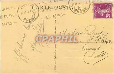 Lyon — la place des Terreaux — Éditions J. Cellard, n°1 — Verso