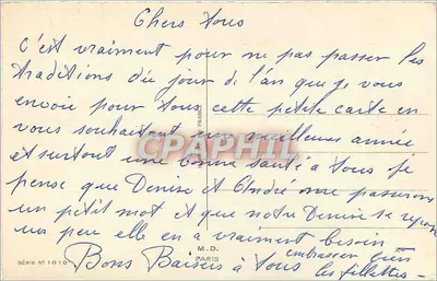 Zamieczony wioska — zimowy widok — M.D. Paris, seria n° 1010 — Rewers