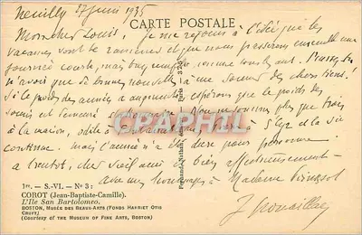 Most na Wyspie Świętego Bartolomieja — widok miasta — Corot (Serie 1re - S.VI - N°3) — Rewers