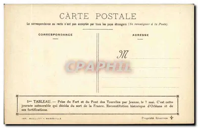 Zajęcie Fortu i Mostu Torelles przez Jeanne d'Arc — 7 maja — Rekonstrukcja historyczna Orléans i jego umocnień — IMP. MOULLOT - MARSEILLE — Rewers