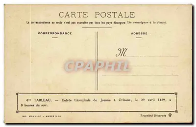 Triumfalne wejście Jani do Orléans — 4. obraz — IMP. MOULLLOT - MARSEILLE — Rewers