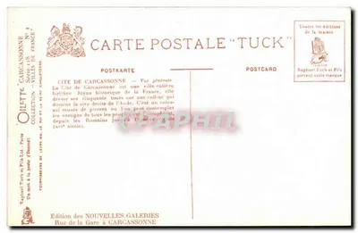 Cidade de Carcassonne — Vista Geral — Tuck & Fils, Série 118 — Verso