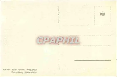 Flores de primavera — buquê de pâquerettes — impressa na Suíça, n° 624 — Verso