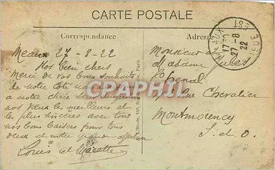 A Guerra — Batalha da Marna — Monumento de Étrépilly erguido aos Mortos da Armada de Paris — Verso