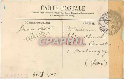Marseille — La Bourse et la Cannebière — LL. — Éditeur LL. n°46 — Verso