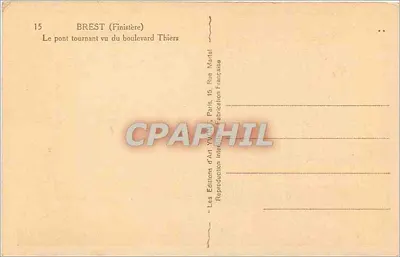 Brest (Finistère) — Most obrotowy widziany z bulwaru Thiers — Wydawnictwo Sztuki VYVIL, Paryż — Rewers