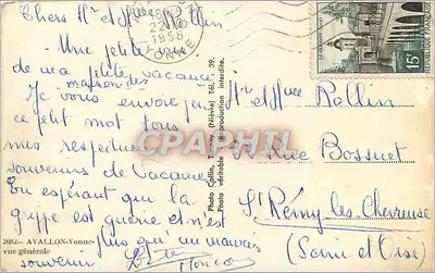 Avallon-Vonne - Vista geral — Photo Collin, Tannay (Nièvre) — n°2082 — Verso