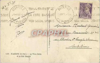 Biarritz (B.-Fyr.) — Villa Belza i Brzeg Basque — Wydawca L. Chalagueneau, nr 1190 — Rewers