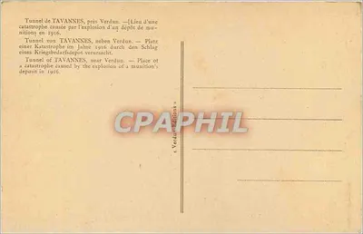 Tunnel de Tavannes — Lieu d'une catastrophe causée par l'explosion d'un dépôt de munitions en 1916 — Éditions Verdun — Rewers