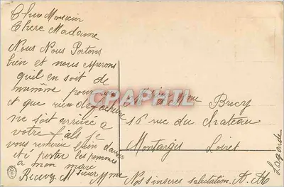 Pejzaż alpiski — chalet i zasne góry — wydawca nie widoczny — Rewers