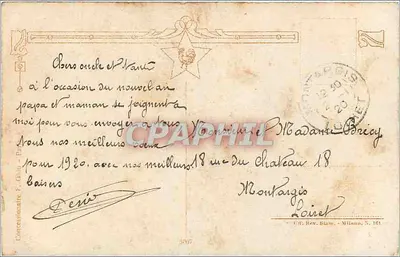Mont-Blanc — zimowy krajobraz z chatą i podróżnymi — wydawca nie widoczny — Rewers