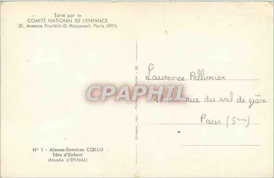 Głowa dziecka — Muzeum w Épinalu — wydane przez Narodowy Komitet Dla Dziecka, n°1 — Rewers