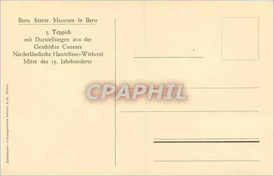 Tapete com representações da guerra de César — Berna, museu histórico — edição Polygraphisches Institut A.-G., Zurique — Verso