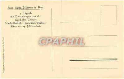 Teppich mit Darstellungen der Hofhaltung Karla V. — Bern, historisches Museum — Verlag Leidldruck Polygraphisches Institut A.-G., Zürich — Rewers
