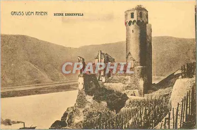 Ruínas de Ehrenfels — Ruínas do castelo nas margens do rio Reno — editor não identificado