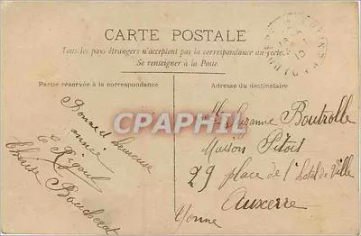 Mulher sorridente segurando um cesto de flores — 'Heureuse Année' — editor ORPHEE, n° 4164 — Verso
