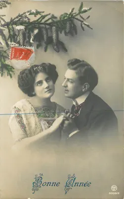 Casal em traje de festa — decoração de abeto — editor PMB n°5009/2