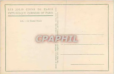 Het Grote Paleis — Parijs — uitgever Patras, nr. 116 — Achterkant