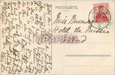 Interlaken am Thunersee — krajobraz jeziora z górami — wydawca nieznany, numer seryjny nieczytelny — Rewers