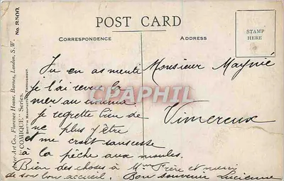 Enfant qui se lave le cou — dessin de Donald Mc Gill — éditeur 'Brittish Art Co., Florence House, Barnes, London, S.W.' — Verso