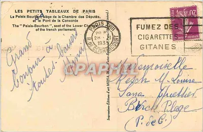 O Palácio Bourbon e o Ponte da Concórdia — Paris — Edições MONA — Verso