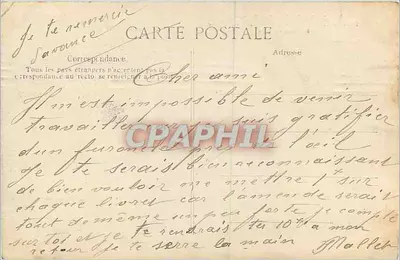 PARIS — A Bolsa — Elevada de 1808 a 1827, por Brongniart e Labarre — Modificada em 1903 — Editor E.D. — N° 4071 — Verso