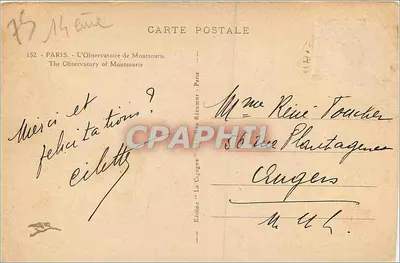 Obserwatorium Montsouris — Paryż — Wydawnictwo 'La Cigogne' — Rewers