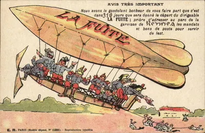 Dirigível La Fuite — Partida em Rennes — E.R. Paris, N° 14894