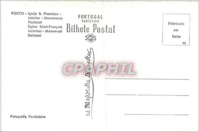 Porto - Igreja de São Francisco - Interior - Monumento Nacional — Éd. Postal Verdadeira, n°14 — Verso