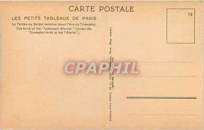 Arc de Triomphe — Grobowiec Nieznanego Żołnierza — Wydawnictwo Mona — Rewers