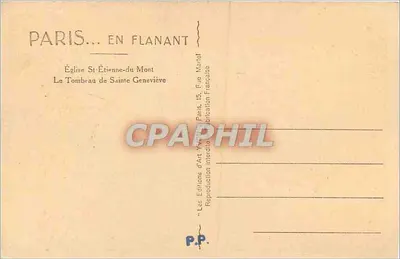 Kirche Sainte-Geneviève — Grabmal von Sainte-Geneviève — Éditions d'Art Paris — Rückseite