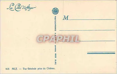Nice — Ogólny widok z zamku — La Côte d'Azur, seria 165 — Rewers
