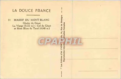 Massif du Mont Blanc — Glacier du Géant et Mont Blanc du Tacul — Wydawnictwo Art YVON — Rewers