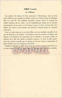 Gien (Loiret) — O Castelo — Coleção da Solution Puteaubière — Verso