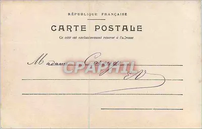 Menino pequeno com traje — jardim com magnólias — carta postal francesa para a imprensa — Verso