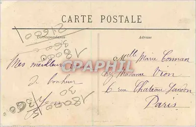 Dzieci i stary mężczyzna w stroju bretońskim — 'Vive la Bretagne' i 'Bonne Année' — Kolekcja Villard, Quimper — Rewers
