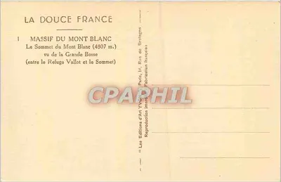 Szczyt Mont Blanc — widok z Grande Bosse (4807 m) — Les Éditions d'Art Yvon, Paryż — Rewers