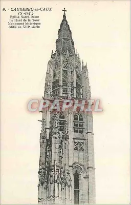 Caudebec-en-Caux — Igreja de Nossa Senhora, torre gótica do século XIII — E. Donniflet, editor de fotografia